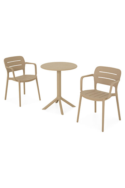 Maison Mex Set mobilier gradina/terasa 2 scaune si masa CIRCLE/MARCO, bej