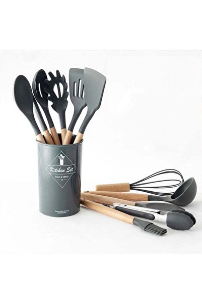 Arabest 11-Piece Wooden Handle Barrel Set Grey/Brown