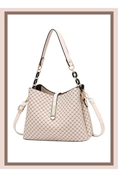 Arabest PU Leather Handbag Large Capacity Shoulder Bag for Women Beige