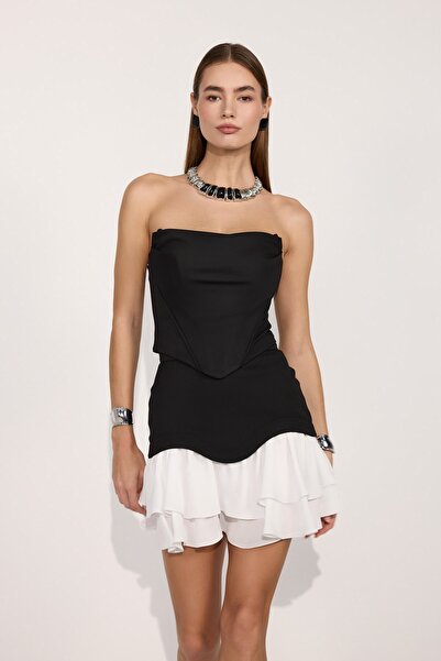 NOK İSTANBUL Marlyn Duo Mini Skirt Black-White