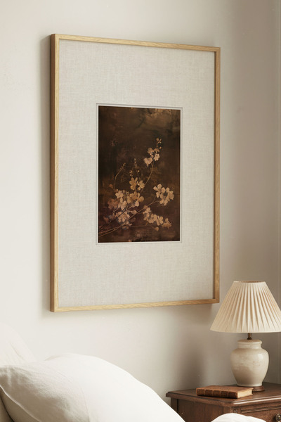 Zevahir Home 1 Piece Natural Wooden Framed Vintage Painting with Dark Flowers...