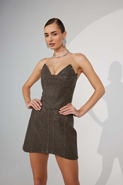 NOK İSTANBUL Icon Form Diamond Mini Skirt DARK GREEN