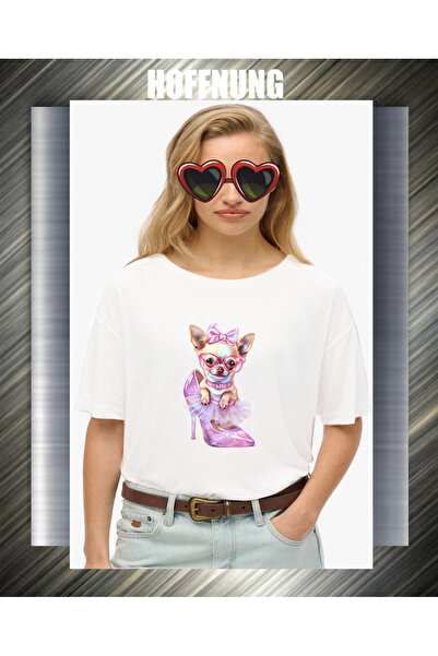 HOFFNUNG Unisex Short Sleeve Round Neck Woooo Dog Shoes Printed Solid Color T...