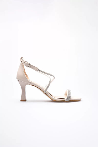 Belinora Μπεζ γυναικεία πέδιλα με τακούνι TR12MY03C