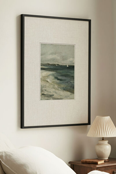 Zevahir Home 1 PICTURĂ VINTAGE CU PEISAJ MARIN ȘI DE COASTĂ, ÎN RAMĂ NEAGRĂ D...