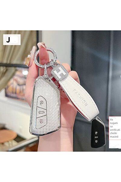 QGC Car key case with shiny design and textile Belt , Luxury style, 0201