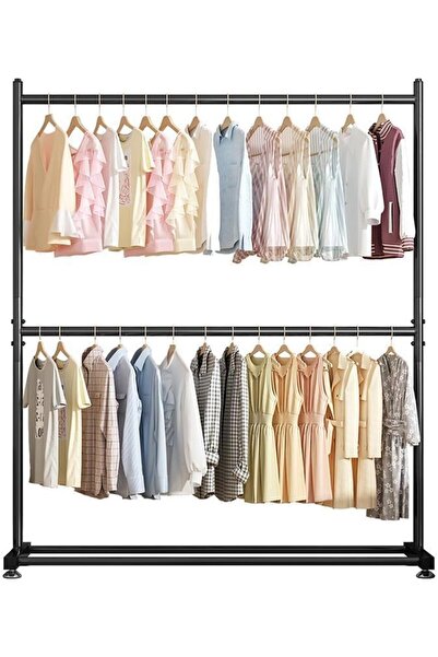 TOSHIONICS Heavy Duty Double Rod Clothes Rack 123cm – Double Level Garment Ra...