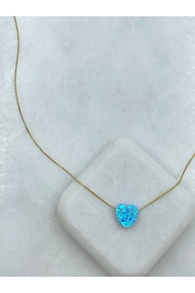 Seda Bijuteri سلسلة خاصة من الأوبال مرصّع بالأحجار على شكل قلب باللون الأزرق ...