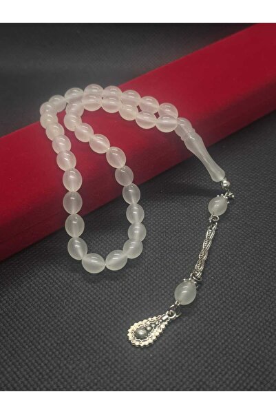 sarıyer silver Cat's Eye Barley Cut 33-Habbali Steel Embroidered Tassel B Ank...