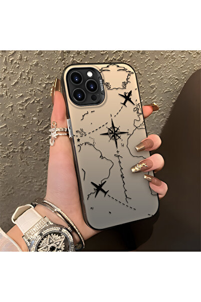 SLIMFELT iPhone 12 Pro Max Uyumlu Zarif Harita Desenli Kılıf, Düşmeye Dayanık...