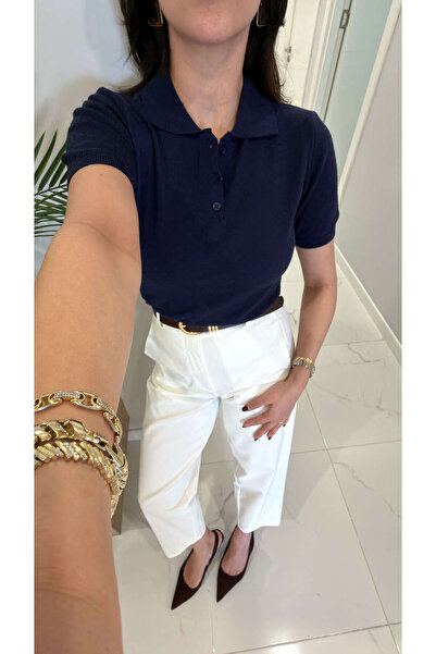 BİRCANÇİL Tricotaj cu mânecă scurtă și guler polo MD Juno bleumarin