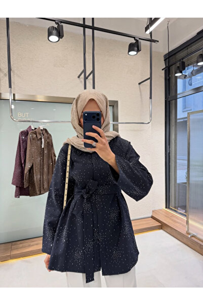 nizzell New Season Si̇tra Stone-Embellished Shirt Tunic