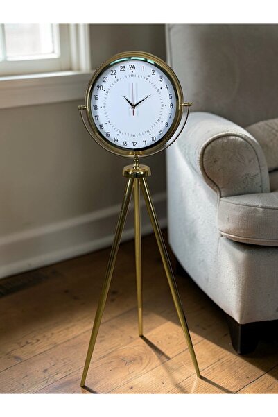 Leyaton Special Design Gold Tripod Stand Wall Clock with 24-Hour Display Rvry...