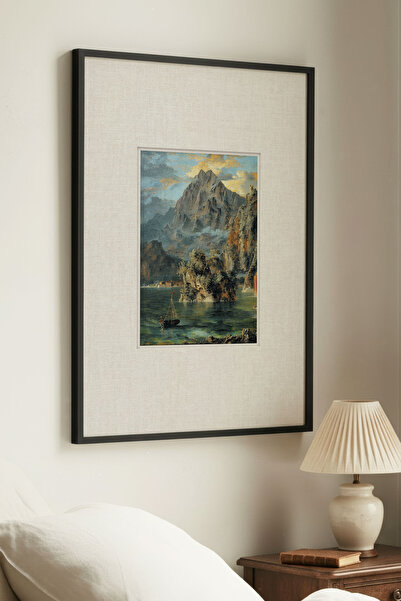 Zevahir Home 1 БРОЙ ВИНТАЖНА КАРТИНА С ПРИРОДЕН ПЕЙЗАЖ В ЧЕРНА ДЪРВЕНА РАМКА