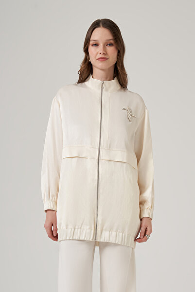 Nuss Belt and Stone Detail Cap Jacket 6043 Ecru