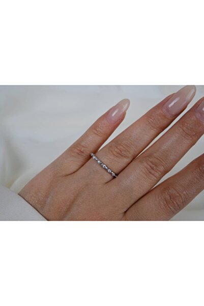 ATELİER TUĞBA خاتم YZK376 مرصع بالكامل بالحجارة، بقطع دائري، قابل للتعديل، ذو...