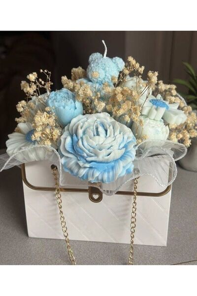 victiny Aranjament floral din flori de ceara parfumata dee soia si flori natu...