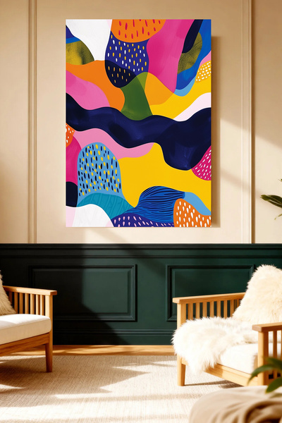 Mushen Studio Valuri colorate, model abstract, tablou modern pe pânză