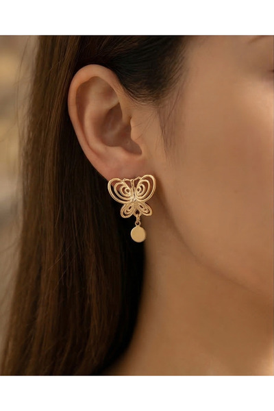 Fashion Jewellery Masumiyet Müzesi Pullu Kelebek Füsun Küpesi Altın Kaplama