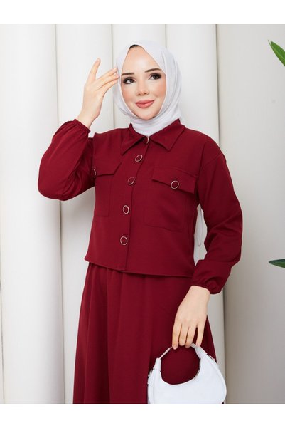 Rema ASEL ÇİFT CEP VE ÇİFT KAPAK DÜĞME DETAYLI ETEKLİ TAKIM