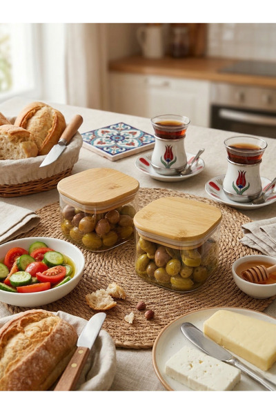 WOOF HOME 2-Piece B Bamboo 300 ml Leak-Proof Glass Breakfast Set with Lid and...