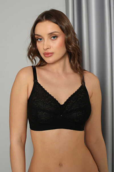 NBB Women's Thick Strap Bra with Lace Detailed Minimizing Features