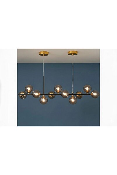 Vivense GAMZE FÜME CAMLI SİYAH GOLD DETAYLI AVİZE