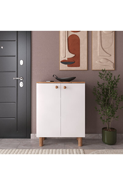 ROYALGROSS Buse Atlantik Çam / Beyaz 2 Kapaklı 3 Raflı Ayakkabılık