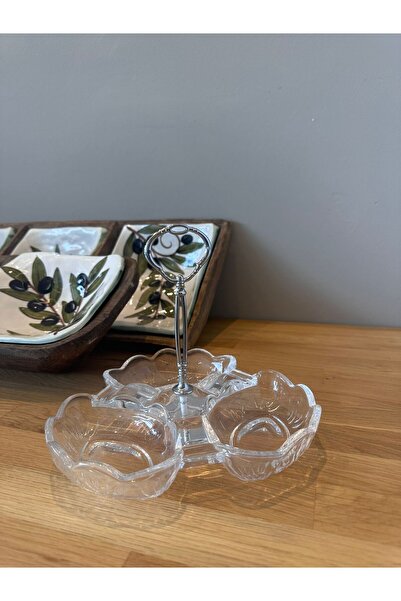 Miko Home & Garden Lale 3 Bölmeli Cam Çerezlik Şekerlik Metal Saplı El Yapımı...
