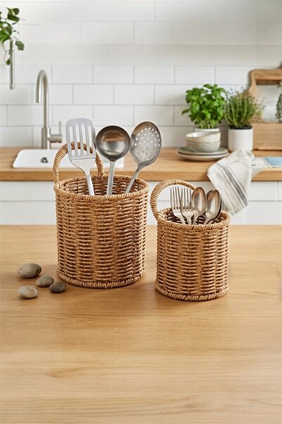 Bayev 2-Piece Rattan 1531 Hangable Flower Pot Cobalt Warm Wicker Decorative B...