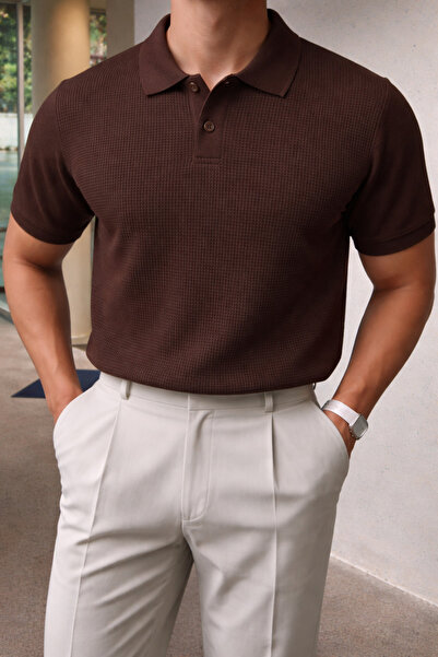 ModaYaren Men's Buttoned Polo Collar Knitwear T-Shirt - Md2042