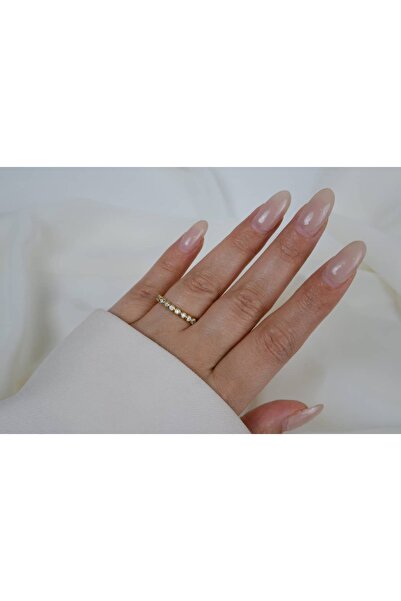 ATELİER TUĞBA Yzk377 Round Cut Row Stone Adjustable Ring Gold