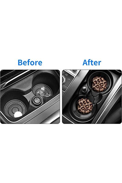 Silk Route Spice Company Silk Route - 4 Packs Leopard Car Coasters, 2.56 Inch Neoprene Cup Coaster Rubber Car Cup Pad Mat, Ul