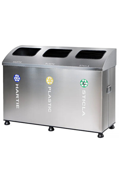 ESENIA Set of 3 stainless steel waste bins for selective collection, waste re...
