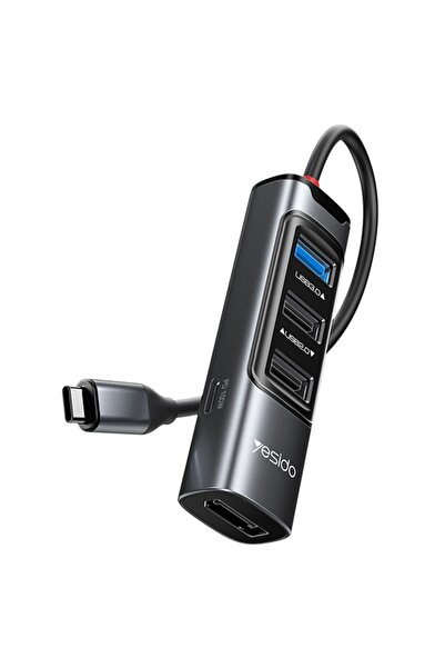 Yesido Σταθμός σύνδεσης, 5 σε 1, Type-C σε 3x USB, DisplayPort, PD 100W, 4K, ...