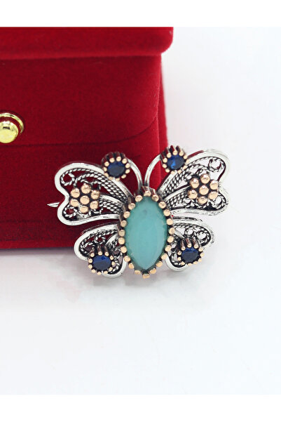 Midyat Nurtaş Gümüş Topaz Taşlı Kelebek Model Telkari Gümüş Kadın Broş 201025415