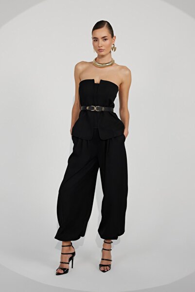 NOK İSTANBUL Modern Drape Pants Black