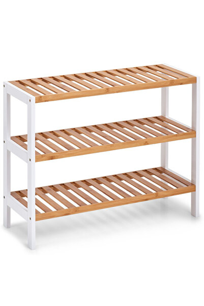 zeller Shoe Rack, Bamboo/MDF, 70x26x54 cm, Brown/White