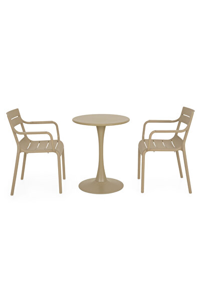 Maison Mex Garden/terrace furniture set 2 chairs and table PLEZURO/CRUSOE, beige