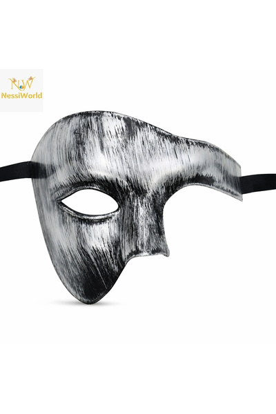 Generic Brand Mey Import ®   Antique Vintage Silver Men's Party Mask Half Face