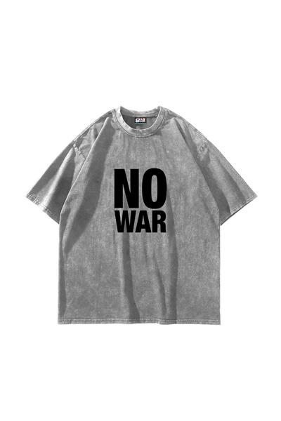 Sekizbiraltı No War με τύπωμα oversized Unisex Πλενόμενο Λευκό T-shirt