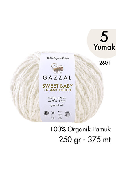 Gazzal Sweet Baby Organic Cotton 2601 El Örgü İpliği 250 gr