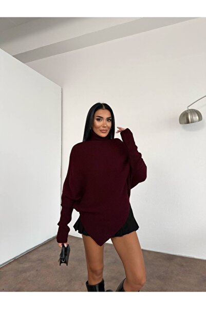 Bessia Butik Boğazlı Asimetrik Kadın Kazak