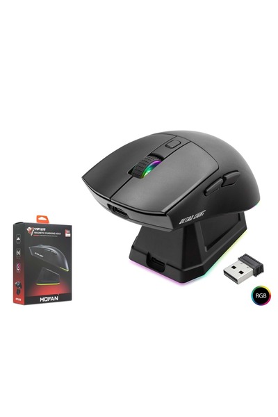 mofan MF1215B Dual Mode RGB Gaming Mouse Manyetik Şarj Standlı 2.4 GHz Blueto...