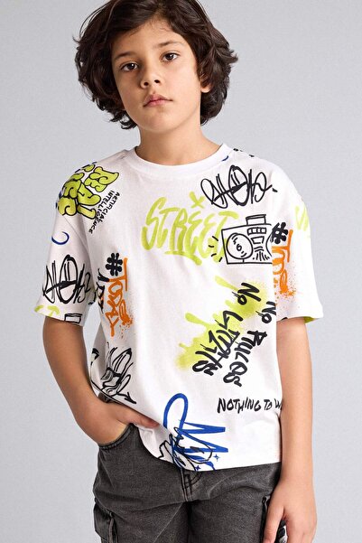 DeFacto Oversize Patterned Short Sleeve T-Shirt for Boys G9725A826Sm