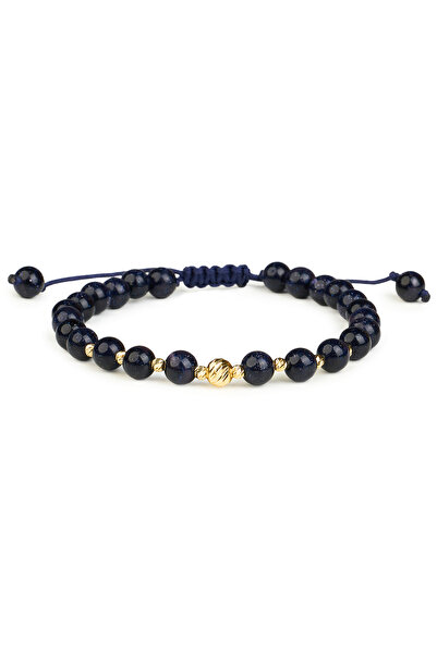 One Gold 14K Gold Bracelet "585" and Blue Sunstone, Adjustable