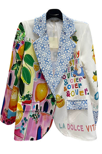 OEM Women's white multicolor oversized jacket La Dolce Vita, M/L
