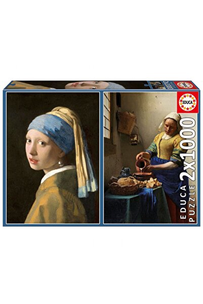 Educa Puzzle لغز إيدوكا 2×1000 قطعة لفتاة ترتدي أقراطًا لؤلؤية وفتاة تبيع الح...