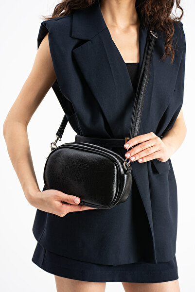 Vuslat Bags Kadın Çapraz Çanta Çift Fermuarlı Ayarlanabilir Askılı Mini Günlü...