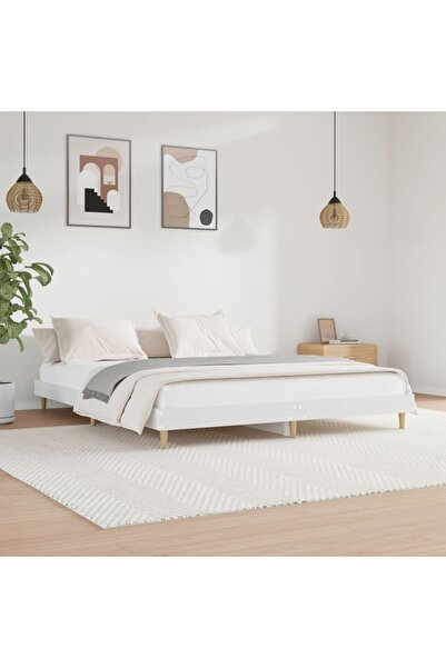 Concept Cadru de pat, alb, 140x200 cm, lemn prelucrat